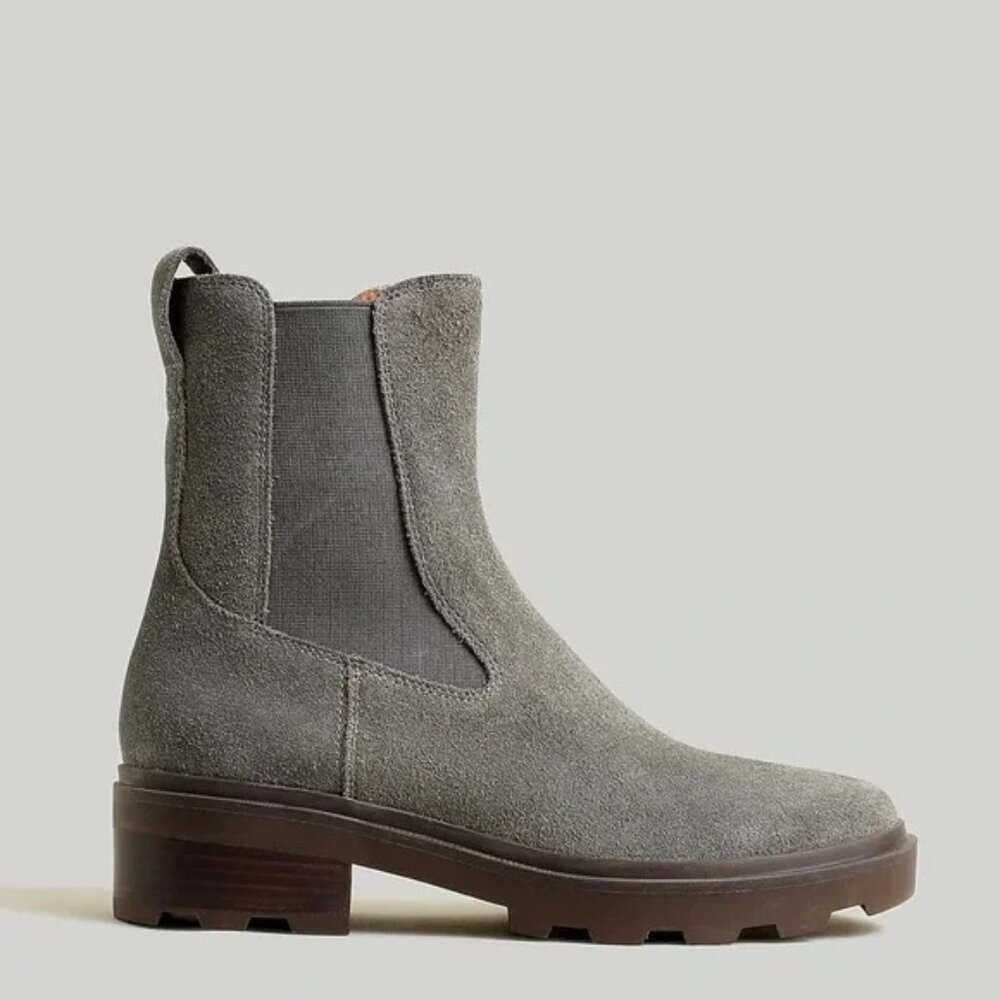 NEW Madewell Boots Womens Sz 9 Gray Wyckoff Chelsea Ankle Suede Lug Sole NN021 - Picture 2 of 9